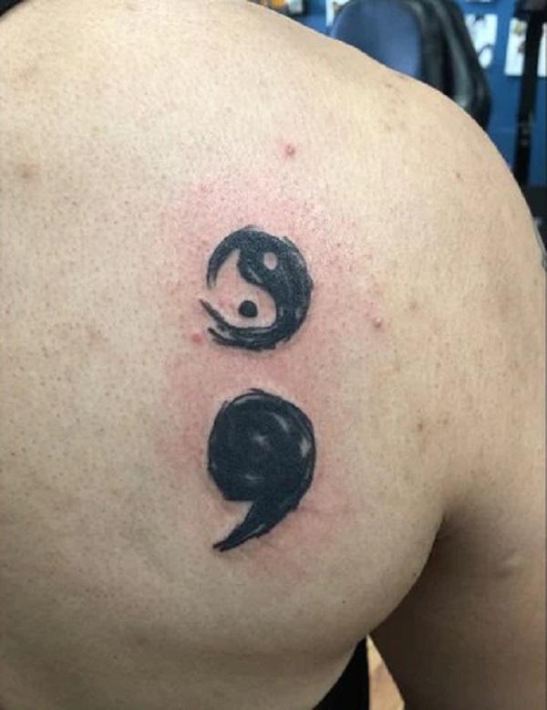 Yin Yang Semicolon Tattoo