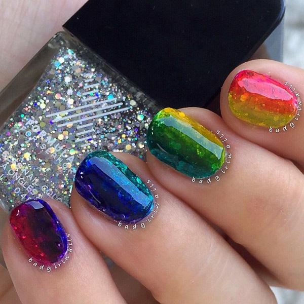 rainbow nail art, unicorn nails - SoNailicious