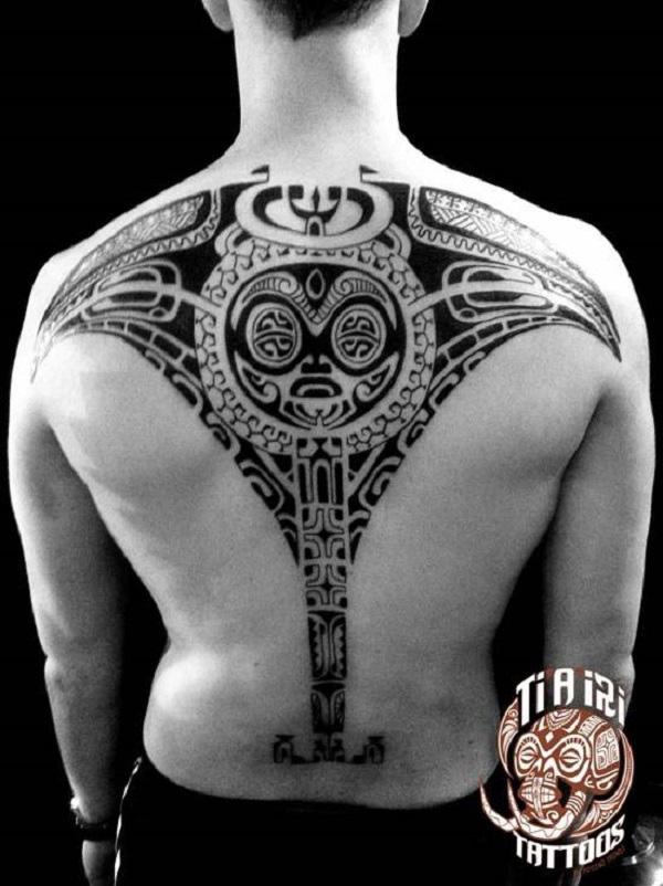 Polynesian Ray back tattoo