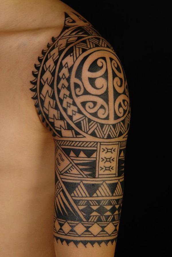 Polynesian Tribal Shoulder Tattoos for Men