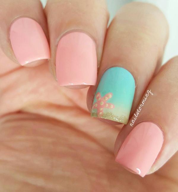 Under the Sea Nails with Acrylic Shell (blue color) - Lilium Nails