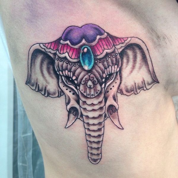 Elephant Head Face Sketch Temporary Tattoo Sticker - OhMyTat