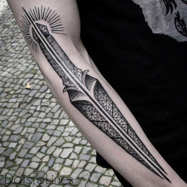 Kiersey Clemons Rose, Sword Forearm Tattoo | Steal Her Style