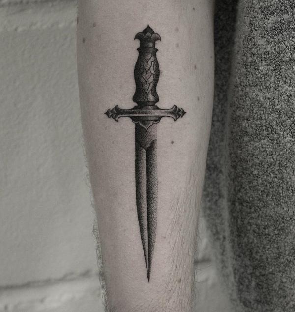 50 Amazing Sword Dagger and Knife Tattoo Designs  TattooBlend