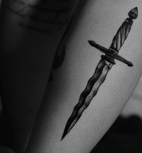 Anxiety sword done by Dima at DM tattoo studio Georgia Tbilisi design by  finehades from tik tok  rtattoos