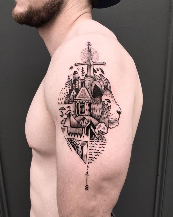 sword with lion tattoo-32