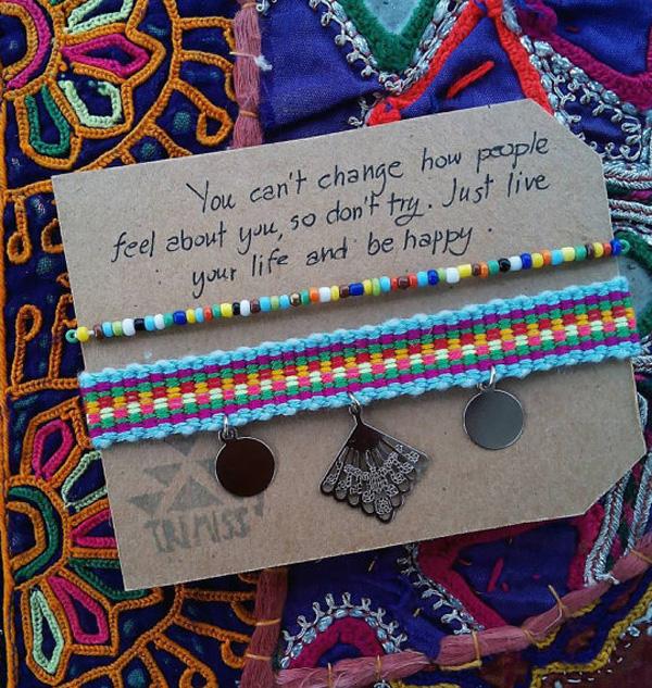 Blue Bohemian couple bracelet