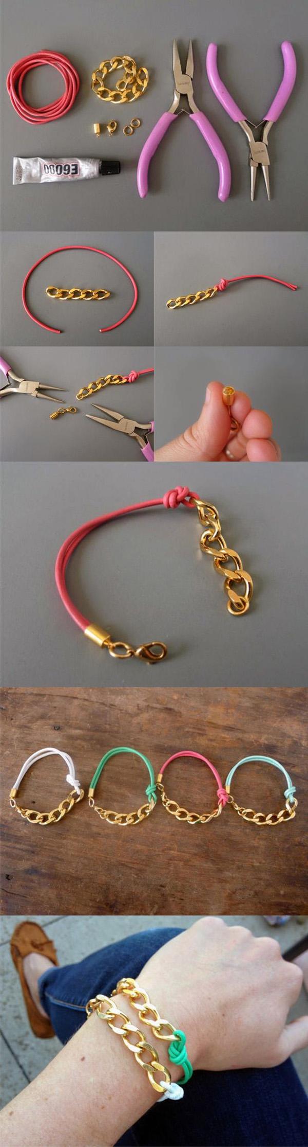 Bracelet with chain and leather cord-13