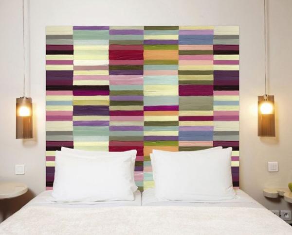 chic-colorful-modern-bed-headboard-ideas-using-white-bedding-plus-round-nightstand