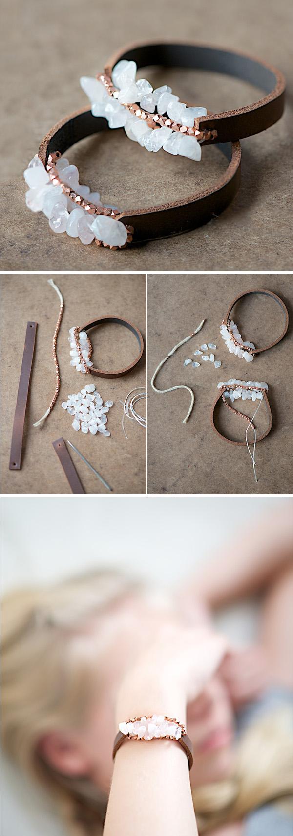Easy Chunky Leather Bracelet Tutorial-16