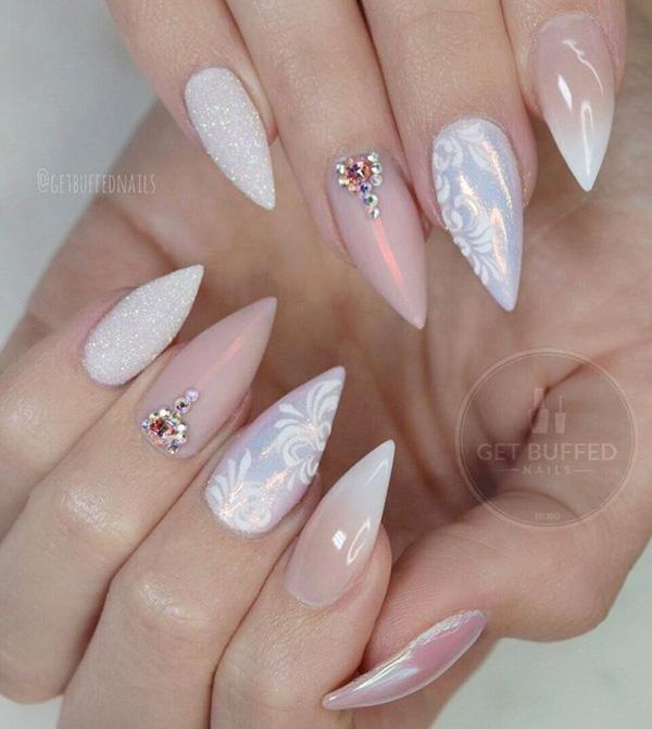 French Tip Press on Nails Short Square Fake Nails Cute Pink Glue on Nails  with Rhinestones Designs Short French Acrylic Nails White Nail Tip  Artificial Nails for Women Girls Nail Art Decorations