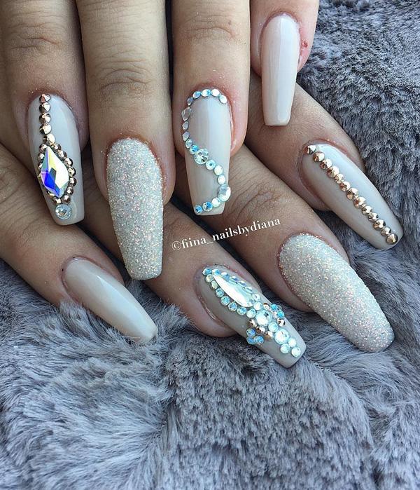 48+ super pretty rhinestone nail art ideas - 2000 Daily