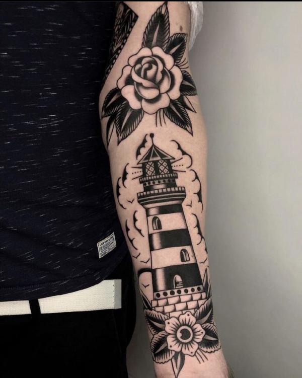 100 Lighthouse Tattoo Ideas: Designs, Meaning, Styles | Art and Design | Lighthouse  tattoo, Cool tattoos, Best leg tattoos