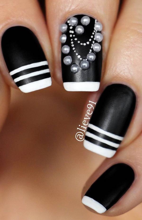 Coco Chanel nail design  Chanel nails, White nail designs, Black and white  nail designs