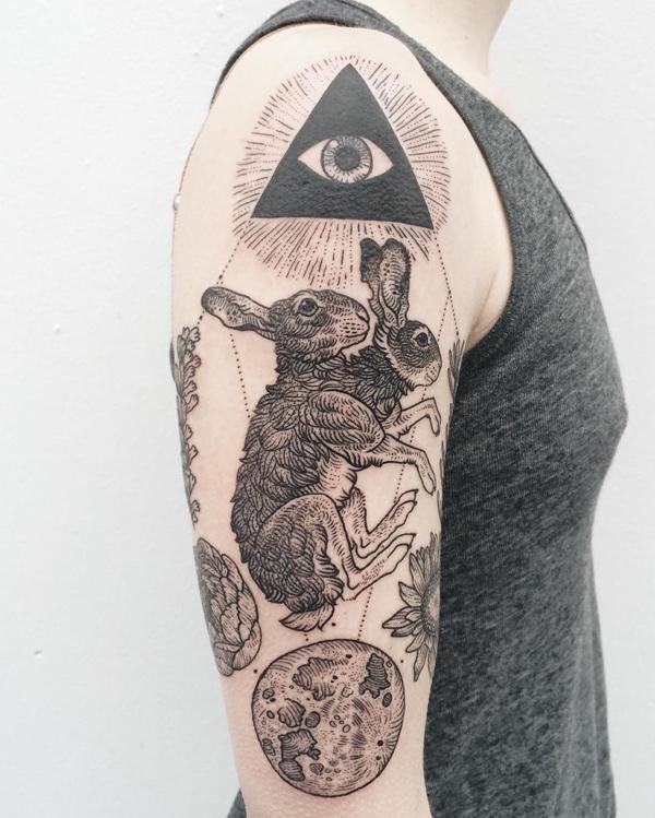 Bunnies tattoo for the girl year of rabbit