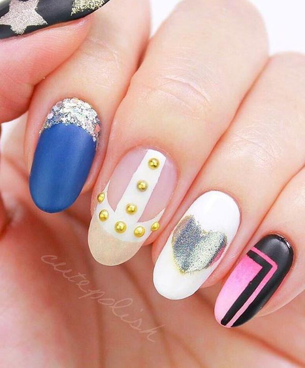 Colorful Christmas Nails Winter Nail Designs . Stock Image - Image of  colorful, polish: 101763623