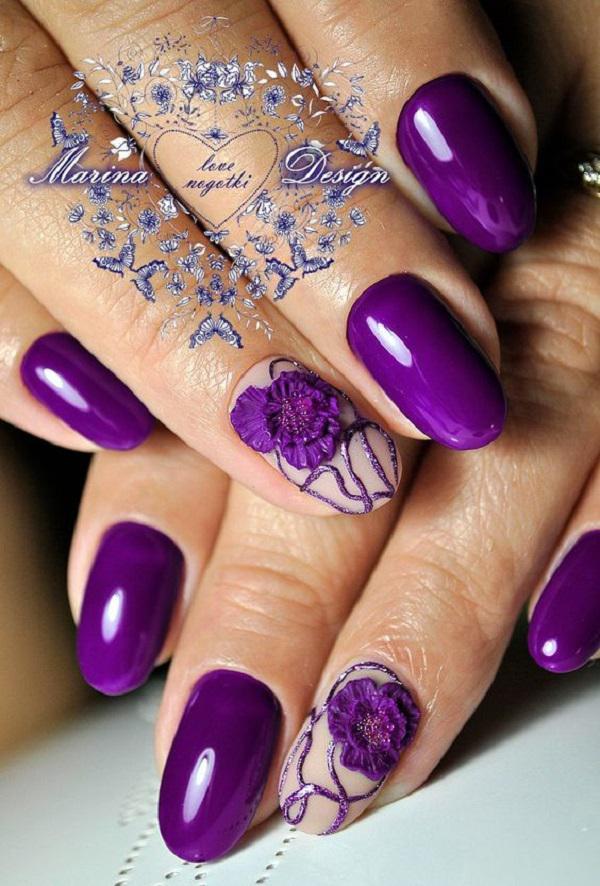 Nail Art Designs With Purple Base 