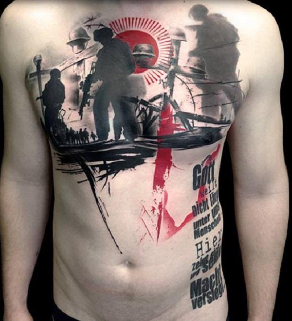 Tribute to a fallen soldier tattoo