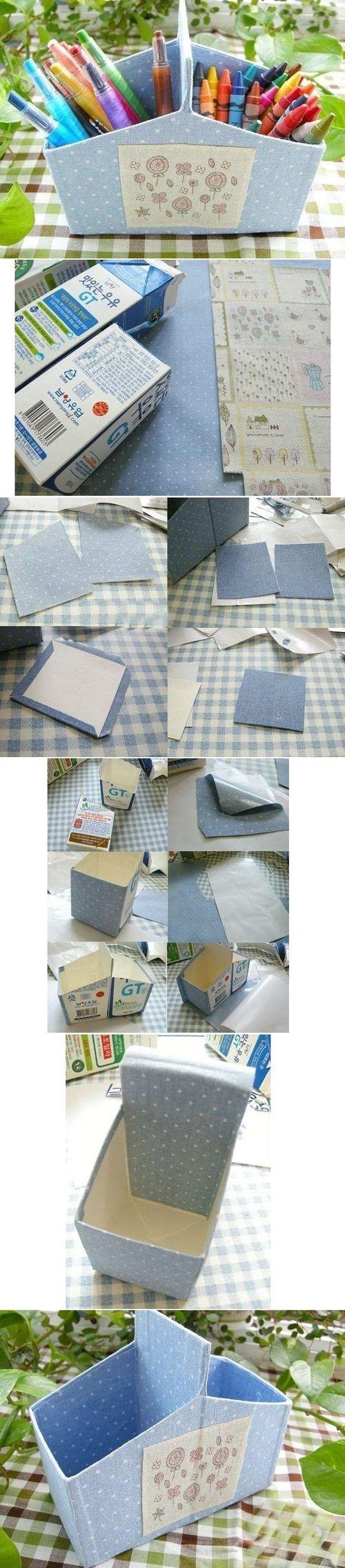 DIY Pen Case using cartons and the fabric