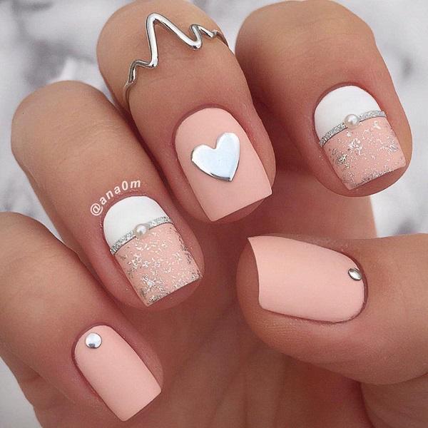 40 Trendy Flower Nail Designs That You Should Try : White Flower & French Square  Nails