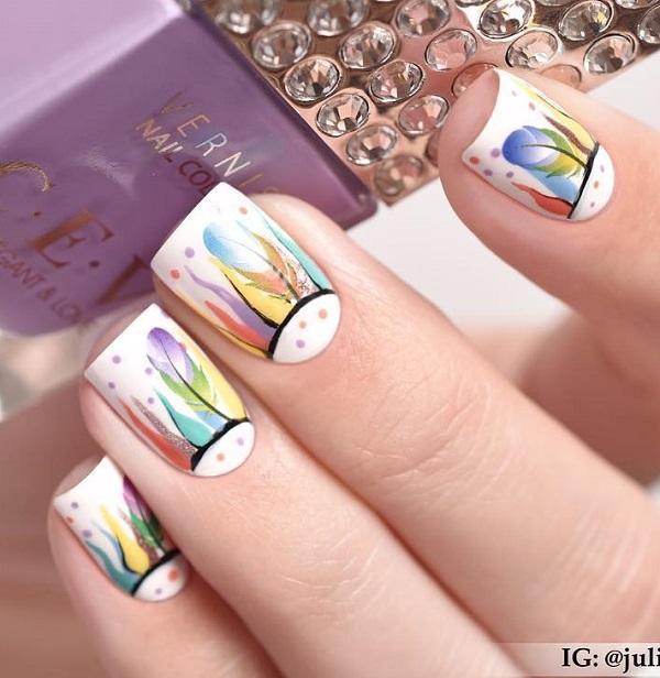 50 Pretty Floral Nail Designs : Flower Nude Square Nails I Take You |  Wedding Readings | Wedding Ideas | Wedding Dresses | Wedding Theme