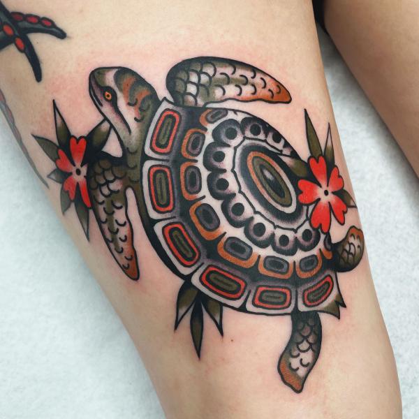 American traditional turtle tattoo