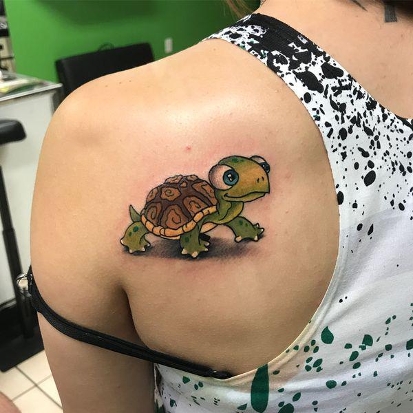 Baby turtle shoulder tattoo