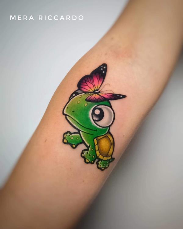 Cute turtle and butterfly tattoos