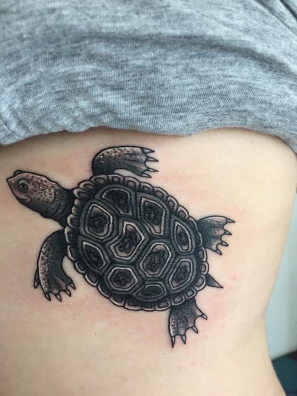 Hand-poked Super Mario turtle tattoo - Tattoogrid.net