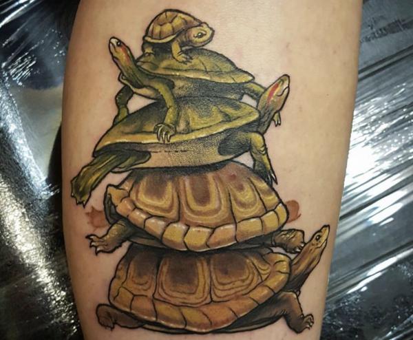 Five Turtles stack tattoo