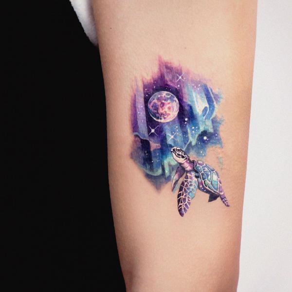Galaxy turtle tattoo