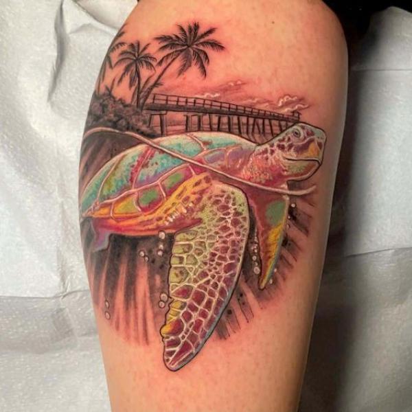 Tropical turtle tattoo