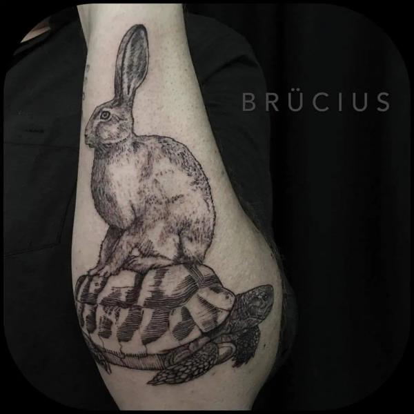 Turtle and rabbit tattoo