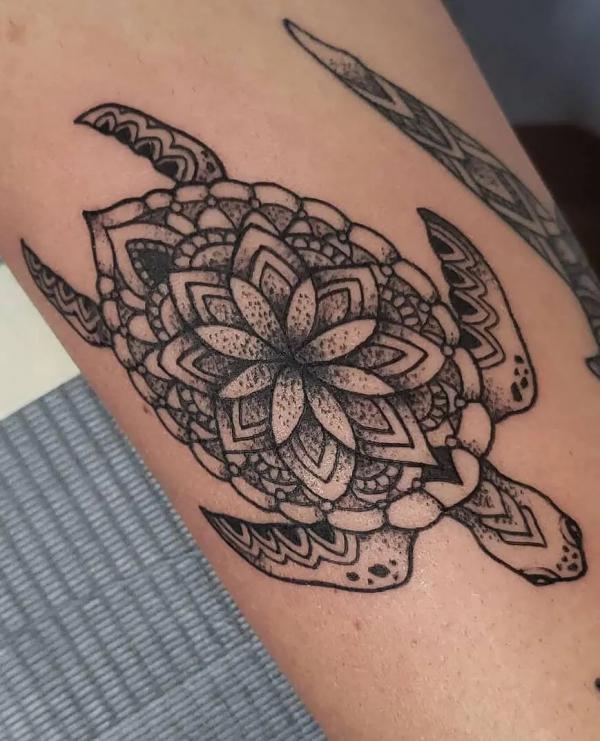 Vintage mandala turtle tattoo