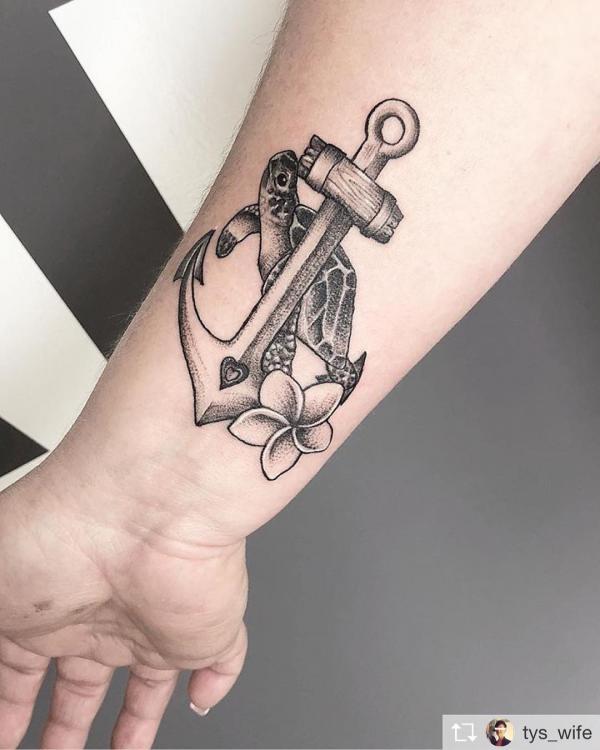 turtle and anchor tattoo