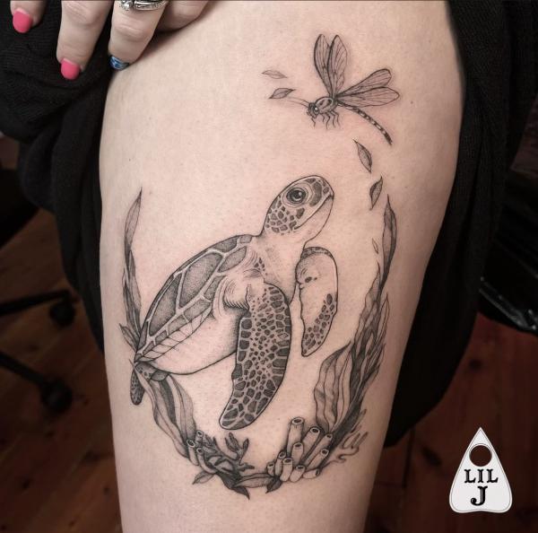 turtle and dragonfly tattoo