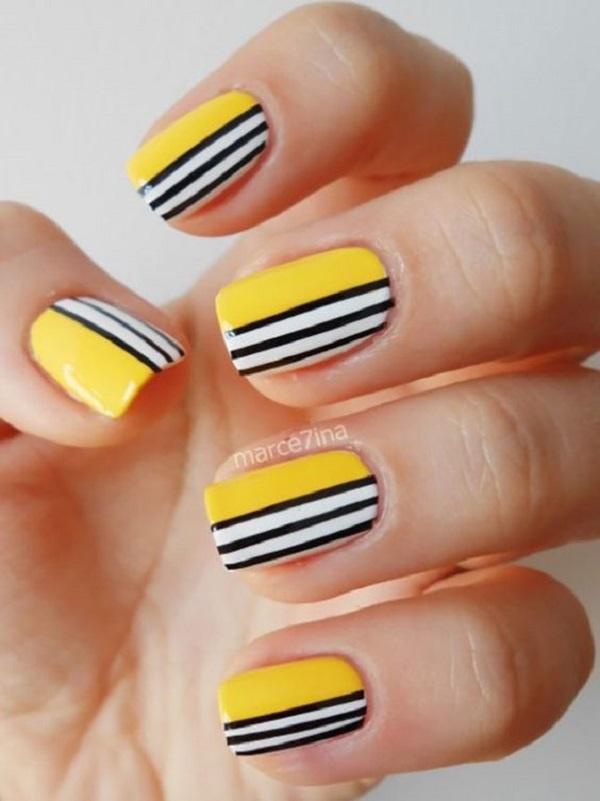 Nail Art by Robin Moses Neon Striped Nail Art Design Tutorial up Beat  the heat with Cool Neon Stripes