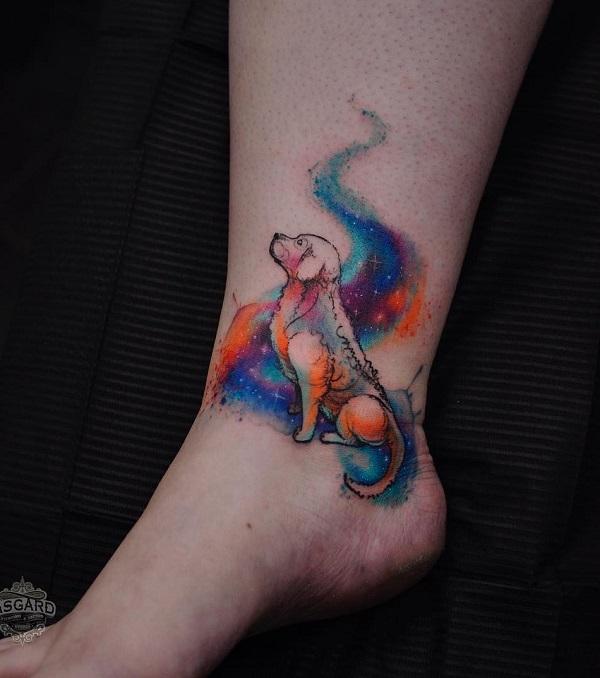 Dog And Heartbeat Tattoos