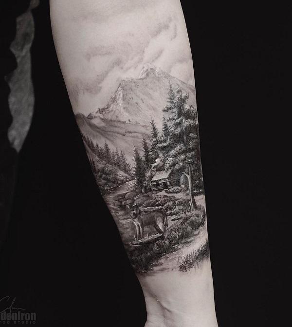 safari landscape tattoo