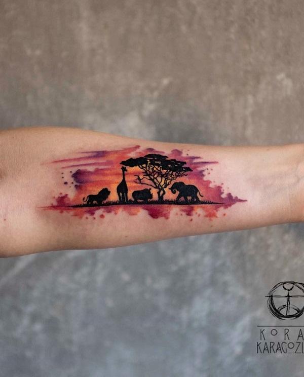 safari landscape tattoo