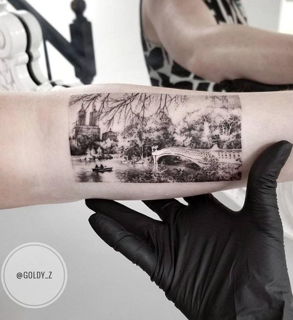 safari landscape tattoo