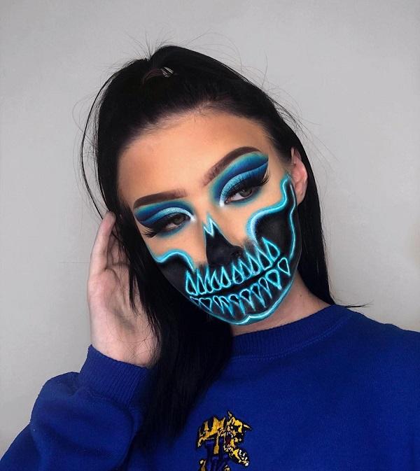 Neon Skull Makeup Look