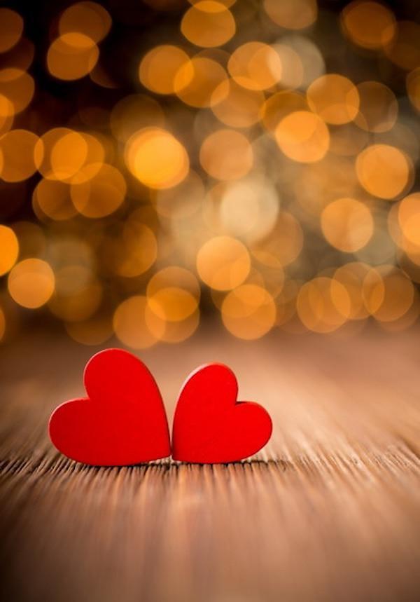 Orange bokeh red hearts photography backdrop