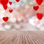 bokeh hearts with wooden pattern backdrops