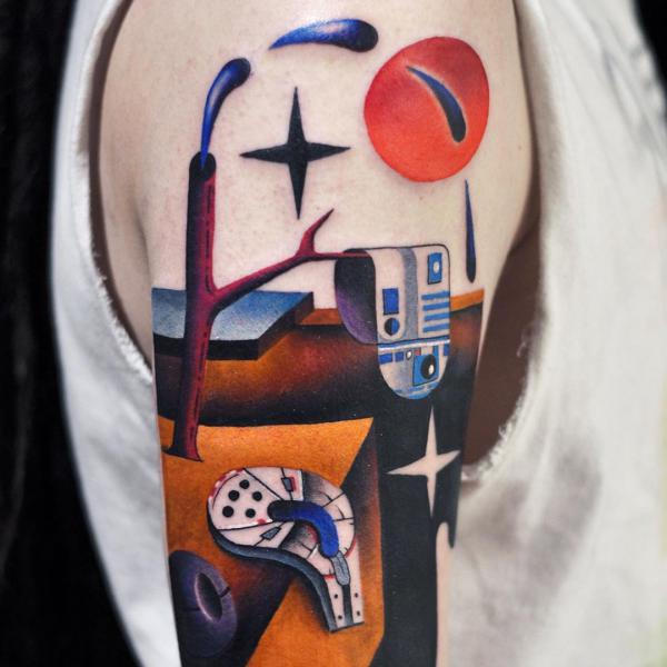 Cubism arm tattoo
