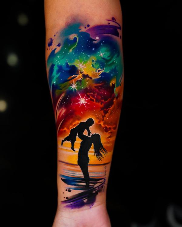 Family and sky tattoo