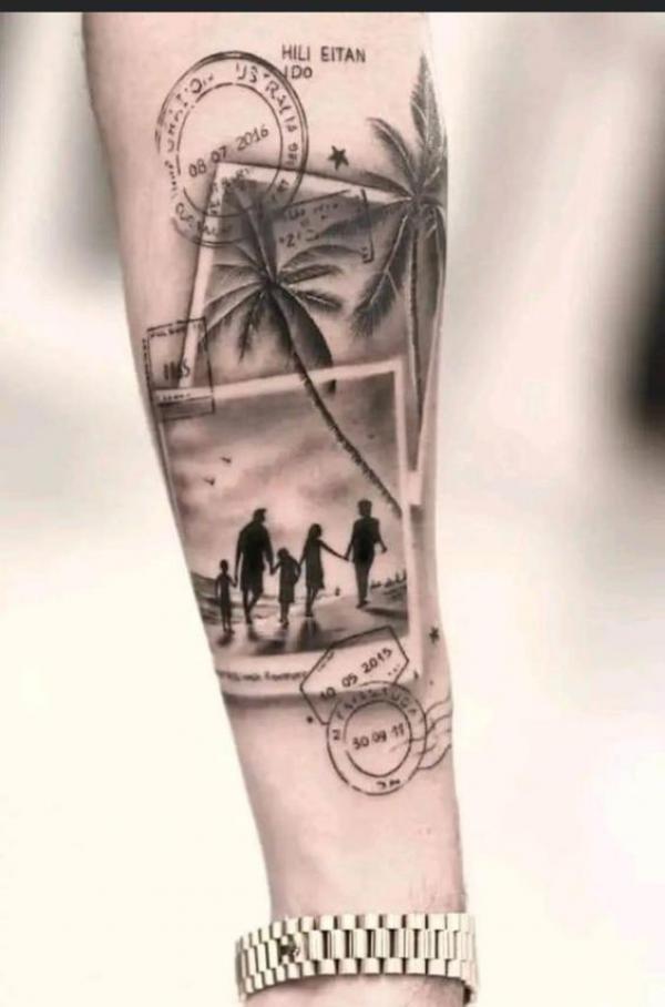 Family stamp tattoo