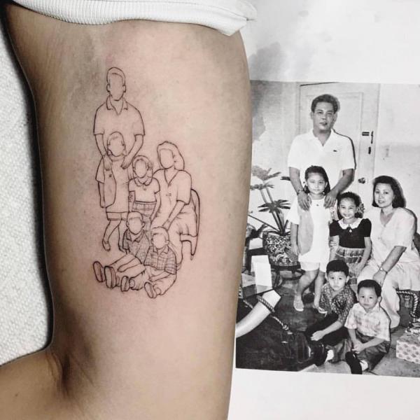 Simple family outline tattoo