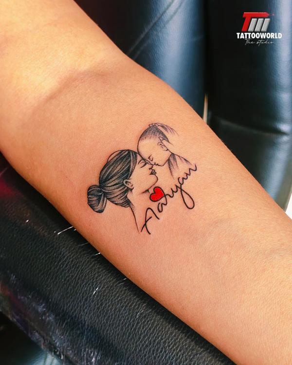 Small family and daughter tattoo