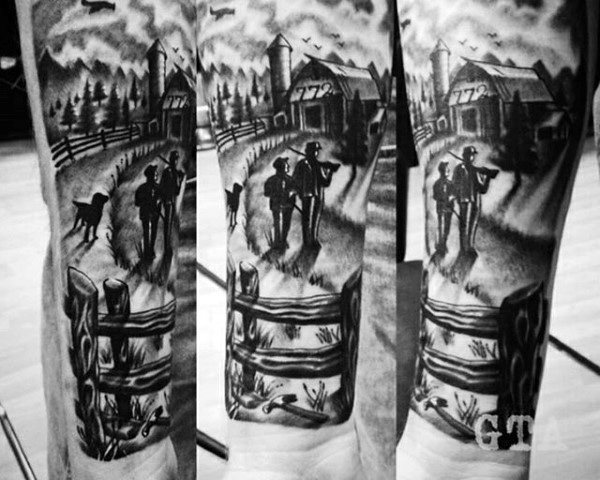 black and white family tattoo